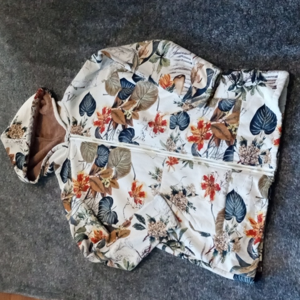Misslook jungle botanical print hoodie faux fur lined